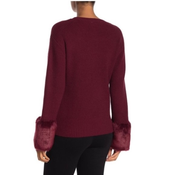 Love Token Knit Sweater with Faux Fur Cuffs - Picture 2 of 7